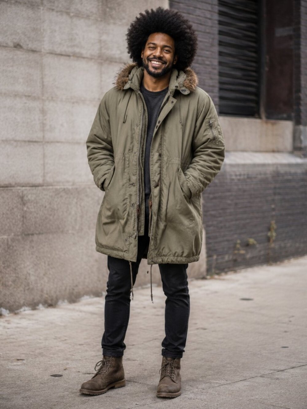 Vintage Alpha Industries M-65 Fishtail Parka Small Regular Olive Green Faux Fur